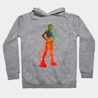 Woman in roller skates in watercolor Hoodie